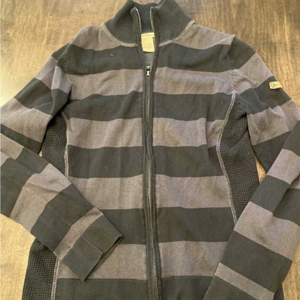 Ruff Hewn Black and Gray Striped Zip-Up
